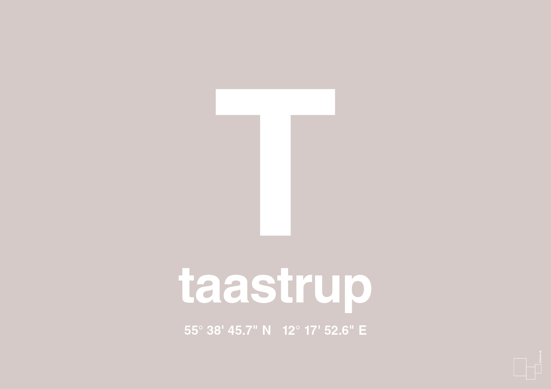 plakat: byplakat taastrup med koordinater - broken beige-Byer-A1two3