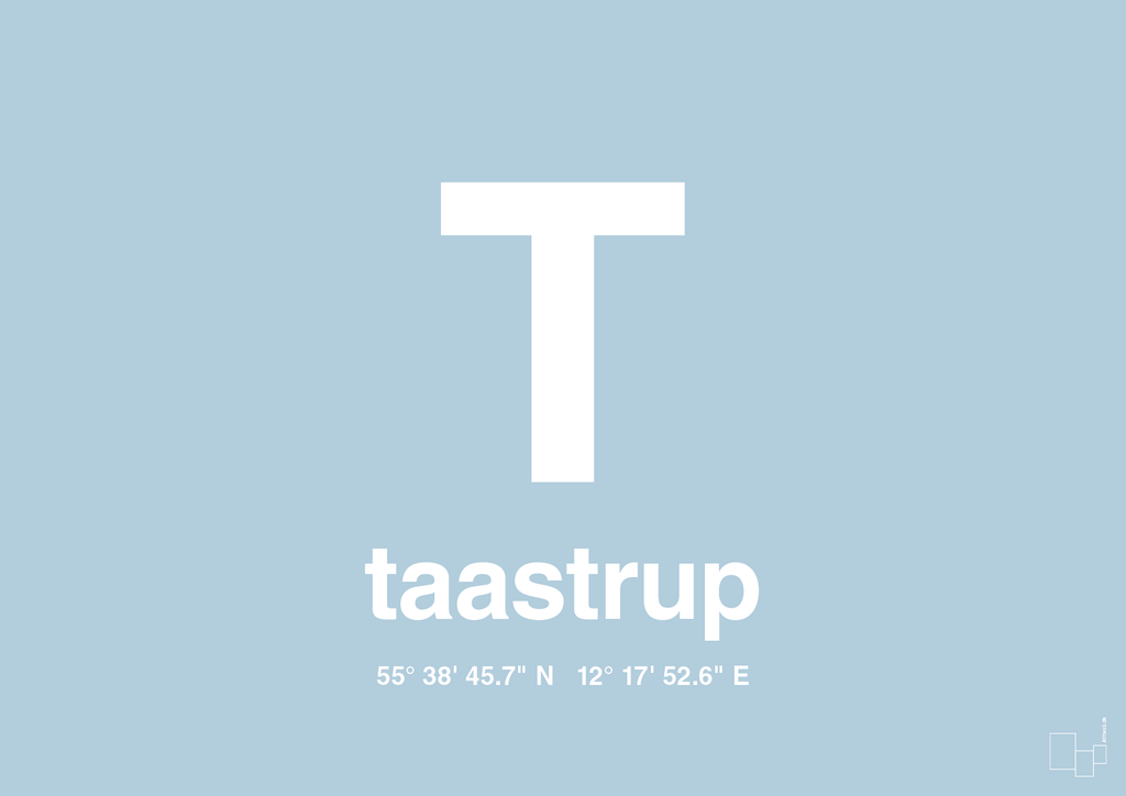 plakat: byplakat taastrup med koordinater - heavenly blue-Byer-A1two3