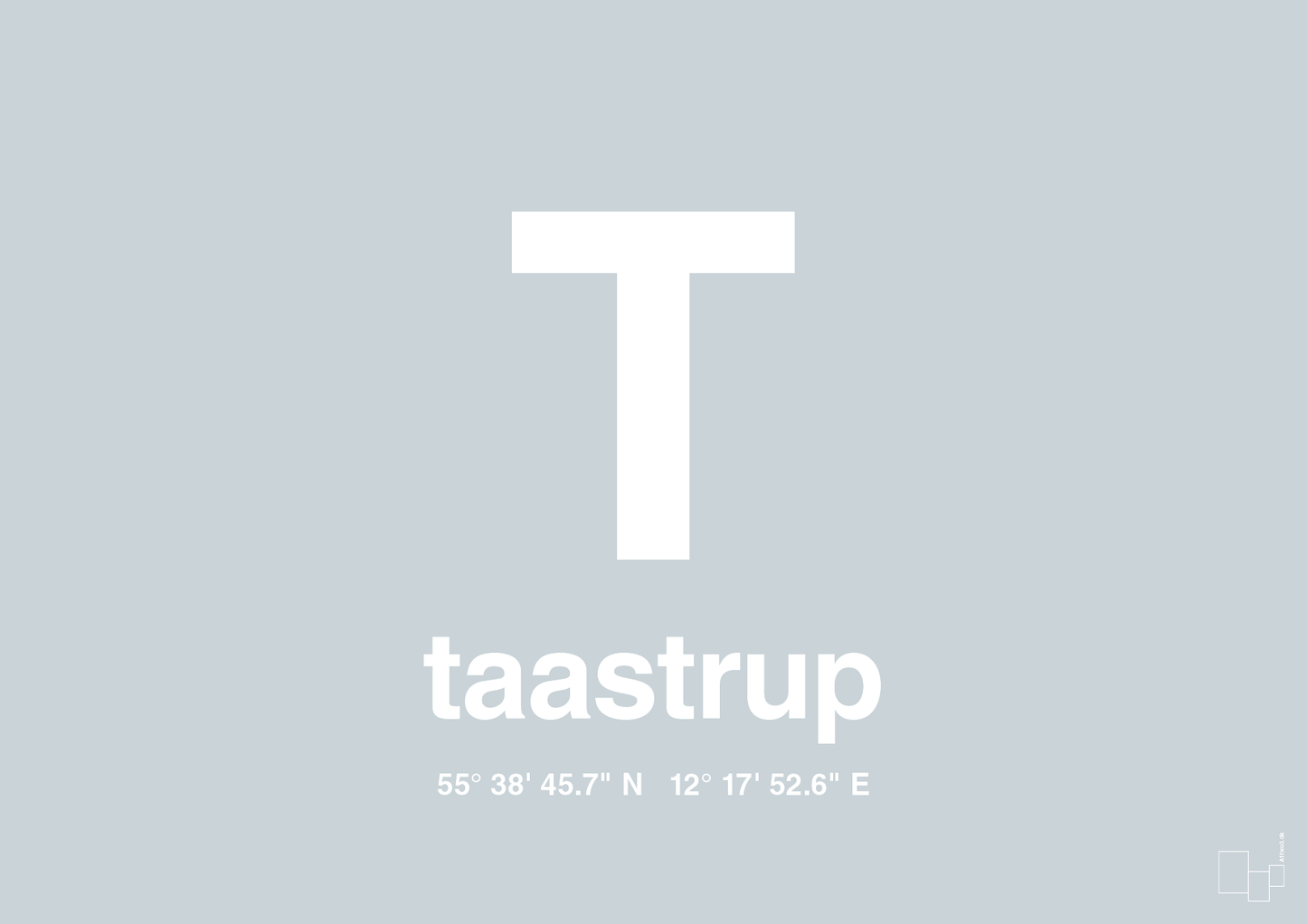plakat: byplakat taastrup med koordinater - light drizzle-Byer-A1two3