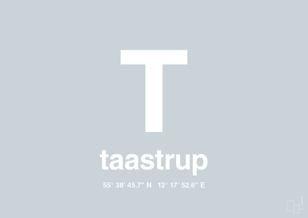 plakat: byplakat taastrup med koordinater - light drizzle-Byer-A1two3