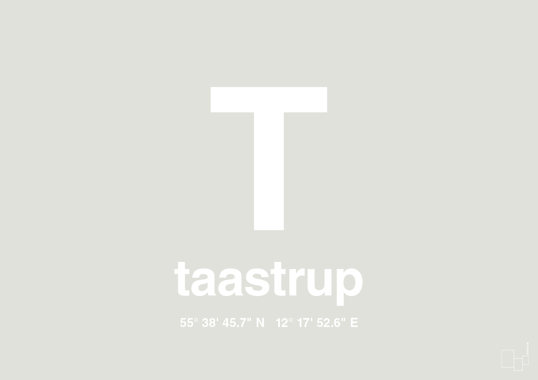 plakat: byplakat taastrup med koordinater - painters white-Byer-A1two3