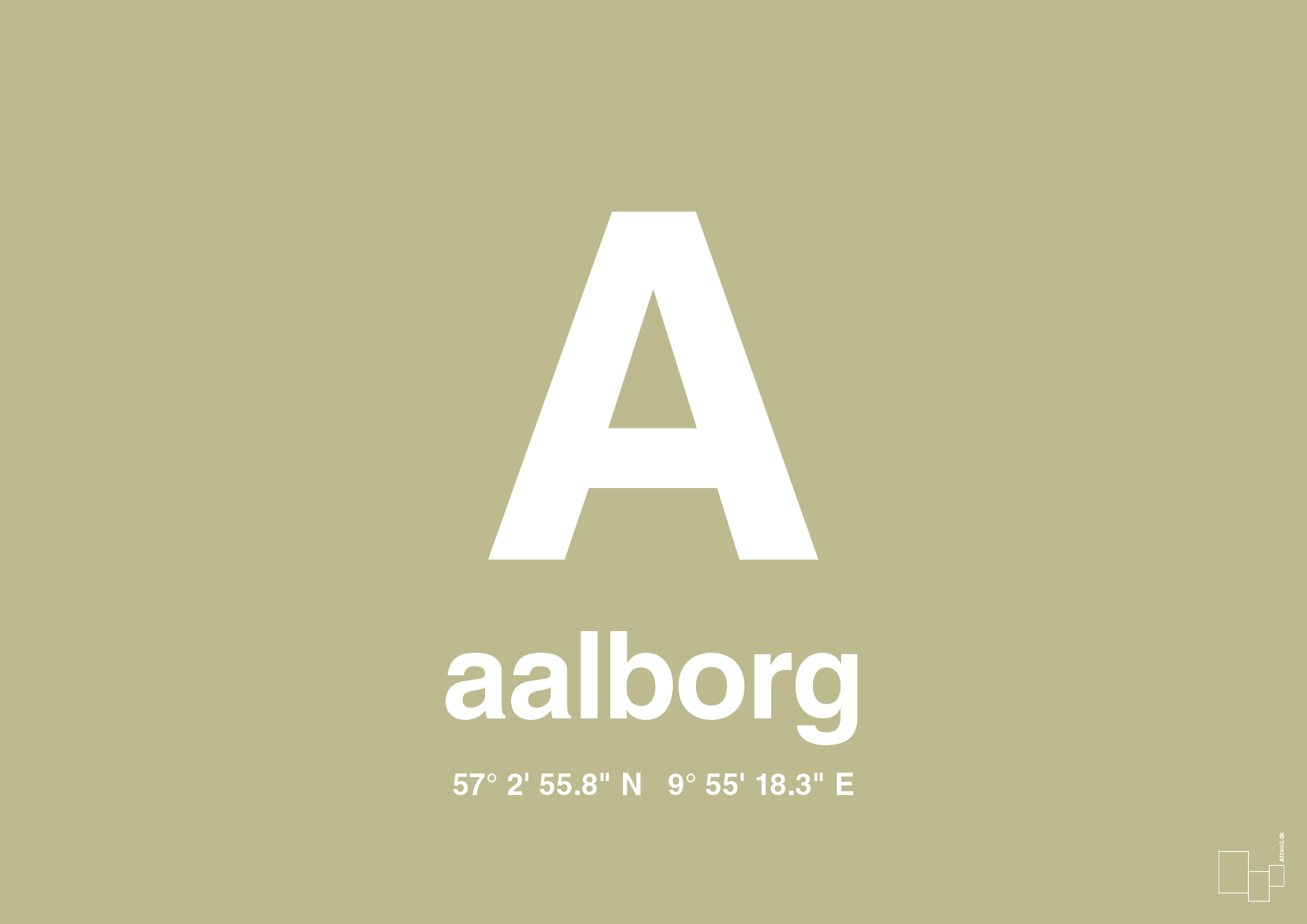 plakat: byplakat aalborg med koordinater - back to nature-Byer-A1two3
