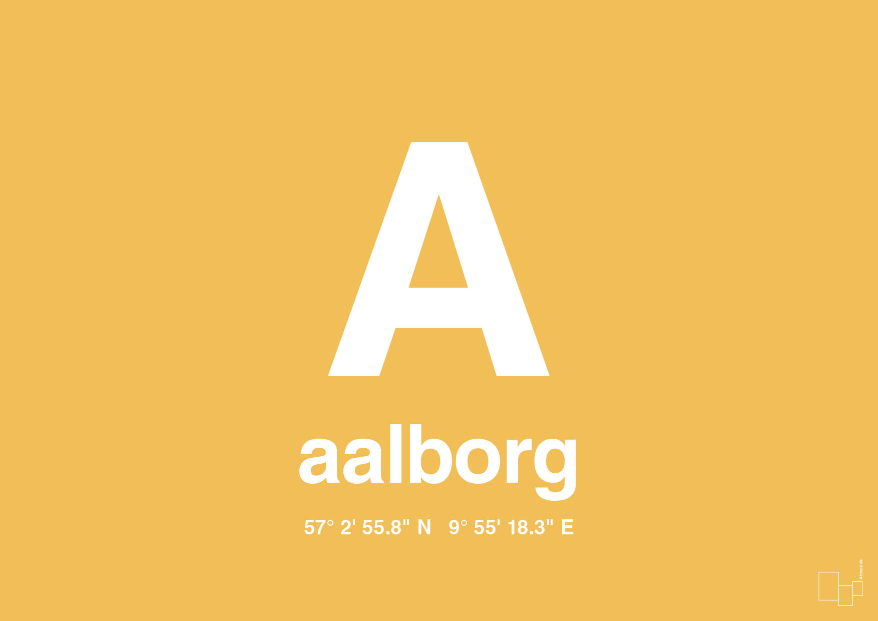 plakat: byplakat aalborg med koordinater - honeycomb-Byer-A1two3