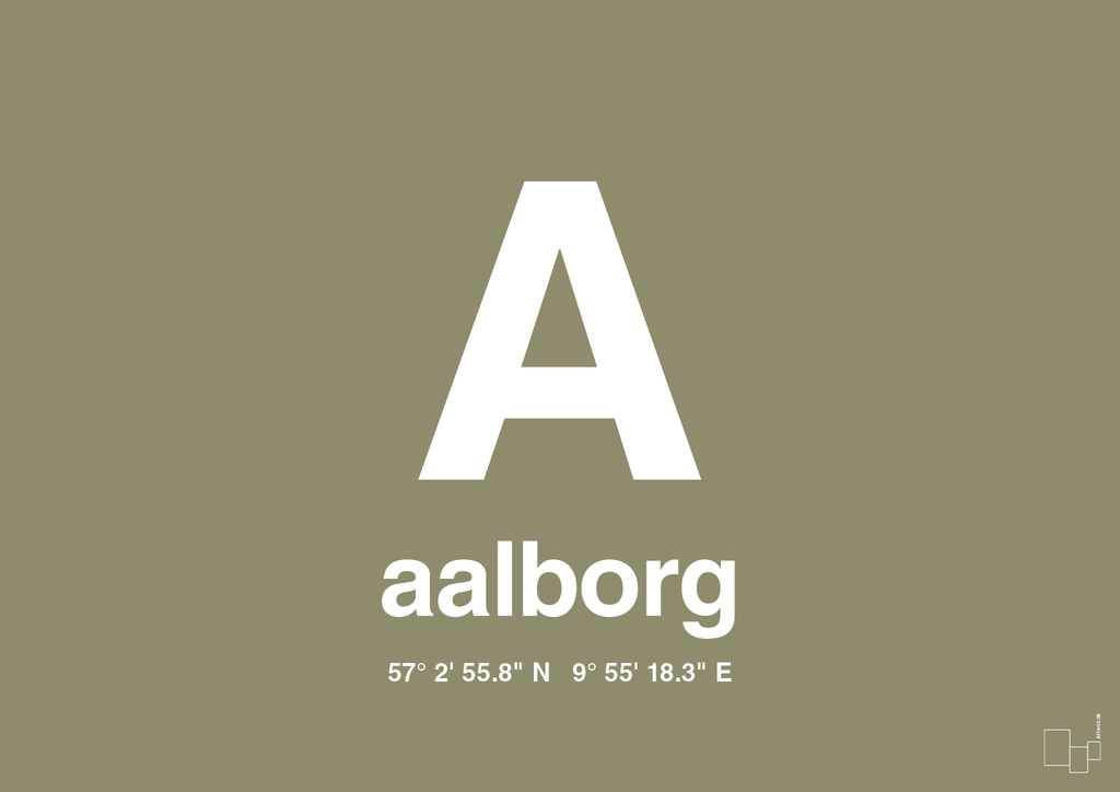plakat: byplakat aalborg med koordinater - misty forrest-Byer-A1two3