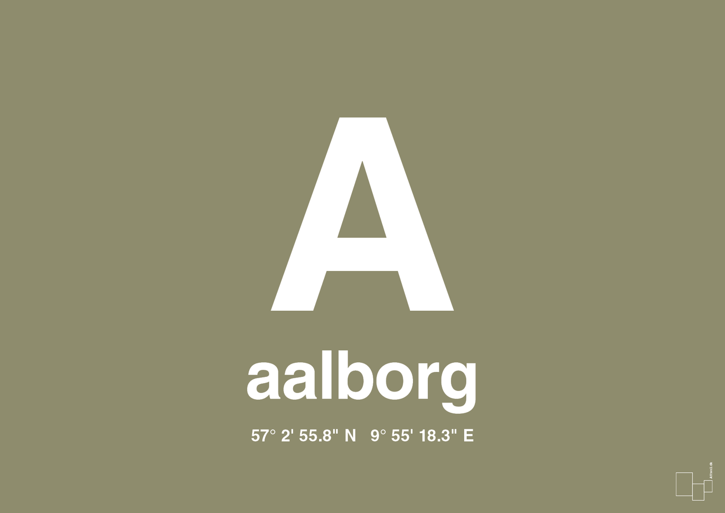 plakat: byplakat aalborg med koordinater - misty forrest-Byer-A1two3