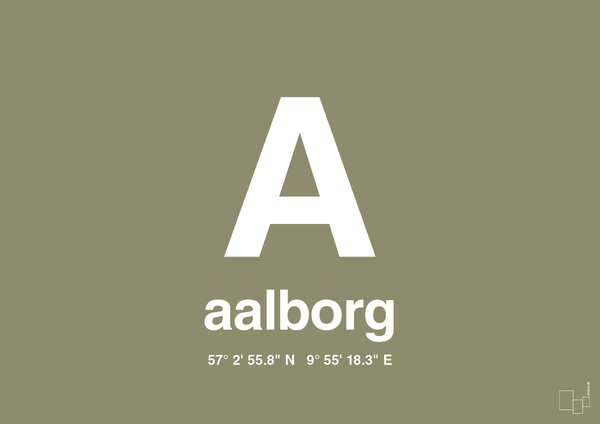 plakat: byplakat aalborg med koordinater - misty forrest-Byer-A1two3