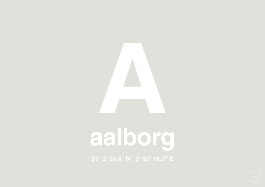 plakat: byplakat aalborg med koordinater - painters white-Byer-A1two3