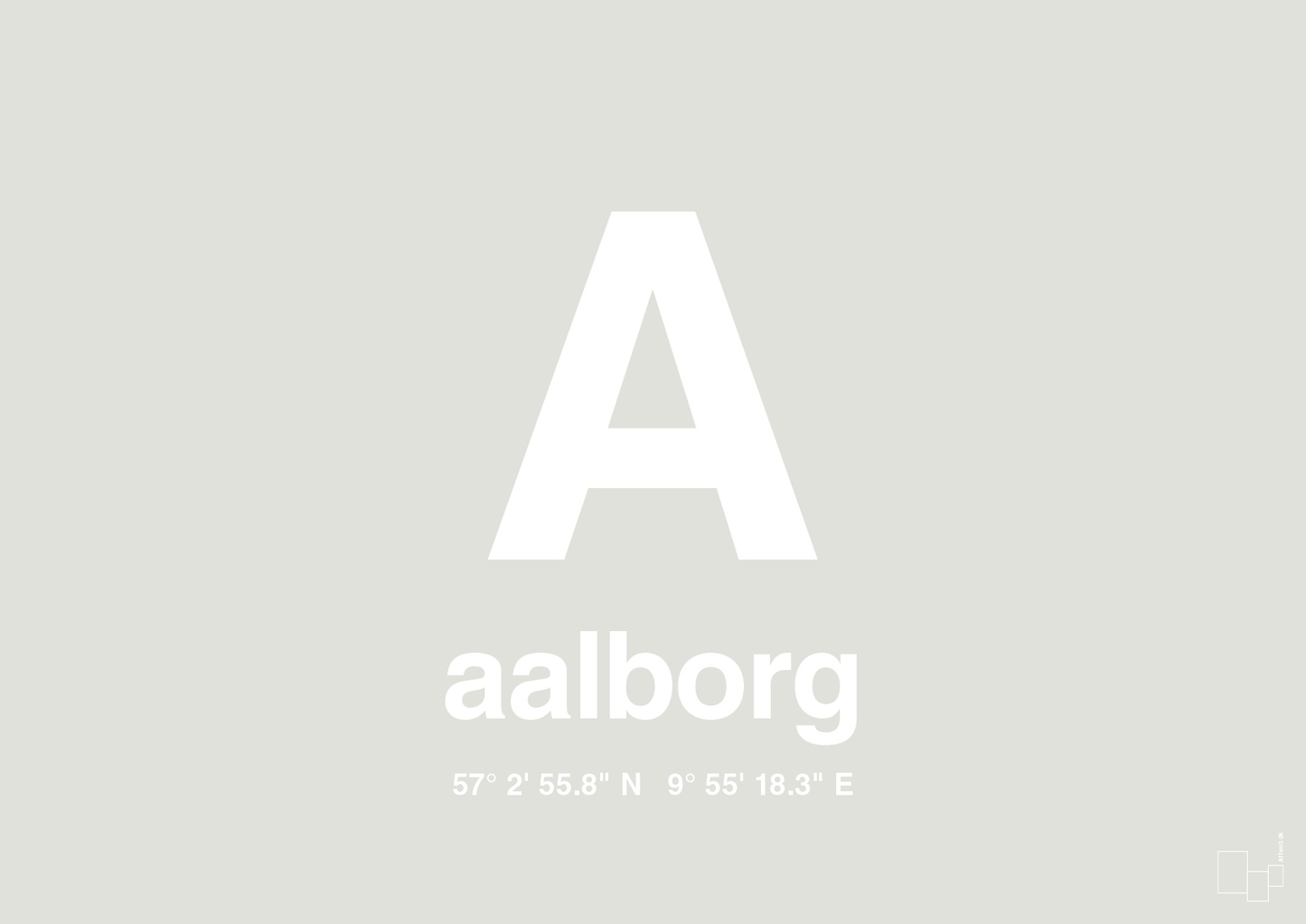 plakat: byplakat aalborg med koordinater - painters white-Byer-A1two3