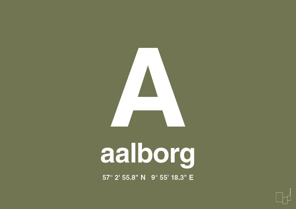 plakat: byplakat aalborg med koordinater - secret meadow-Byer-A1two3