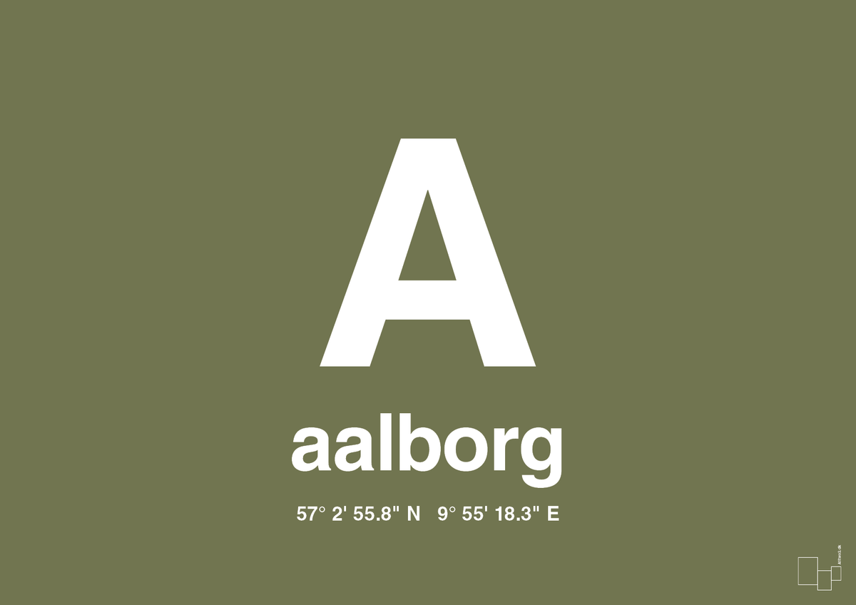 plakat: byplakat aalborg med koordinater - secret meadow-Byer-A1two3