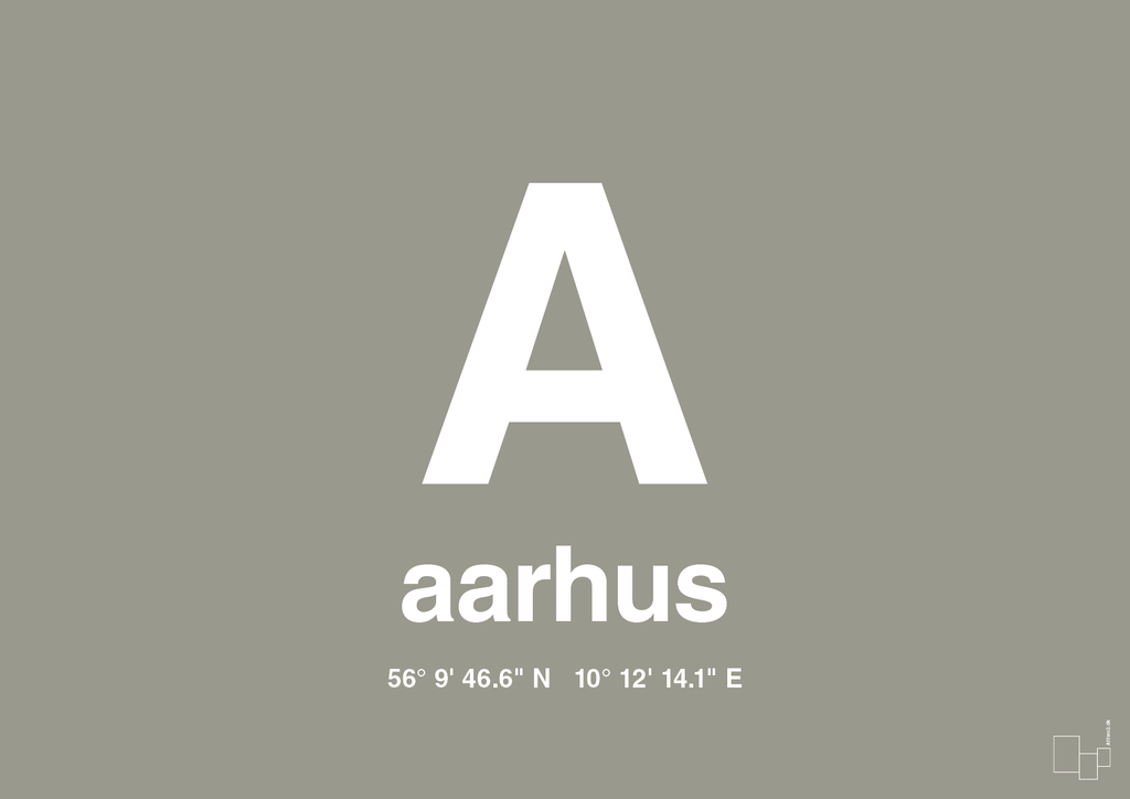 plakat: byplakat aarhus med koordinater - battleship gray-Byer-A1two3