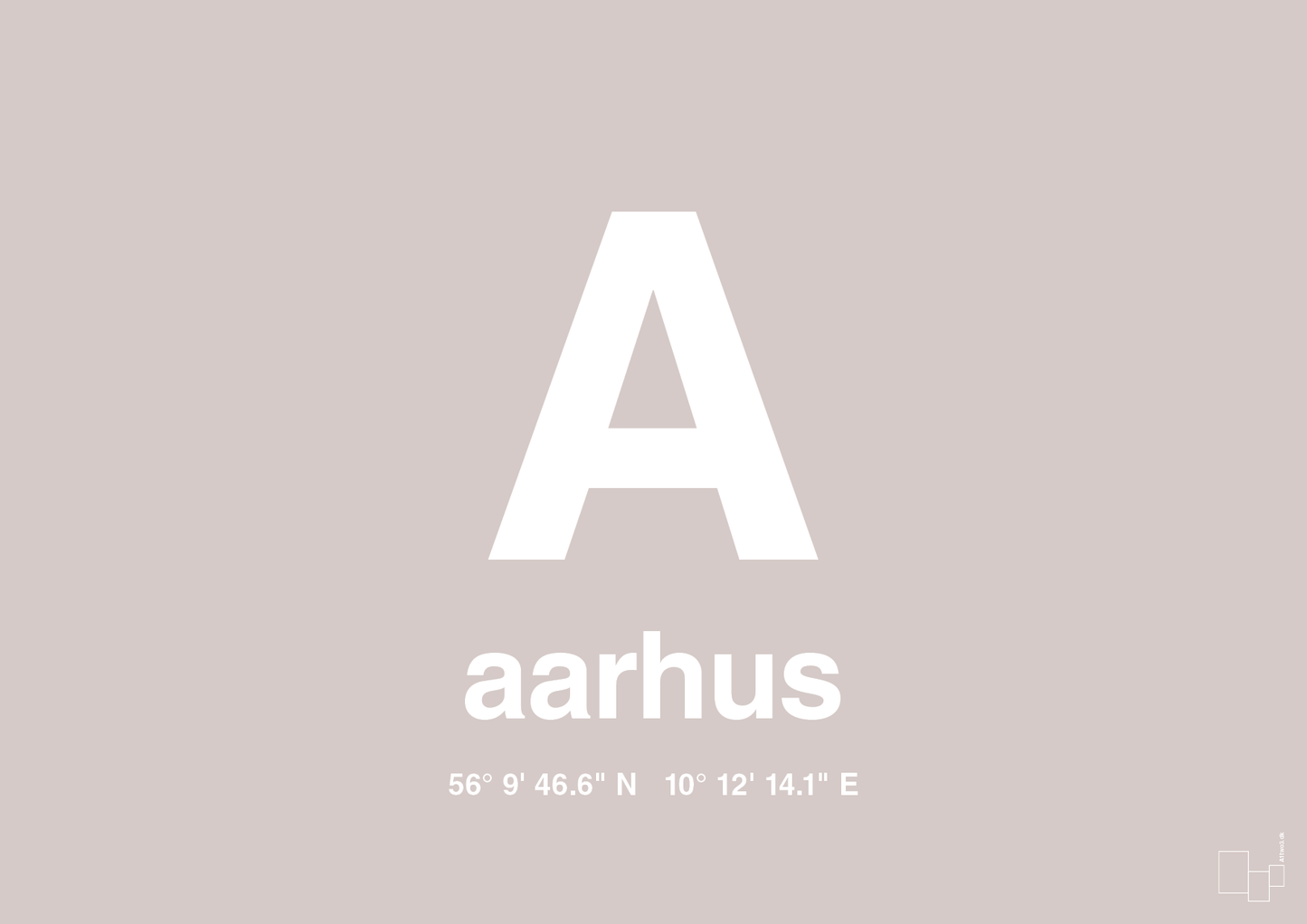 plakat: byplakat aarhus med koordinater - broken beige-Byer-A1two3