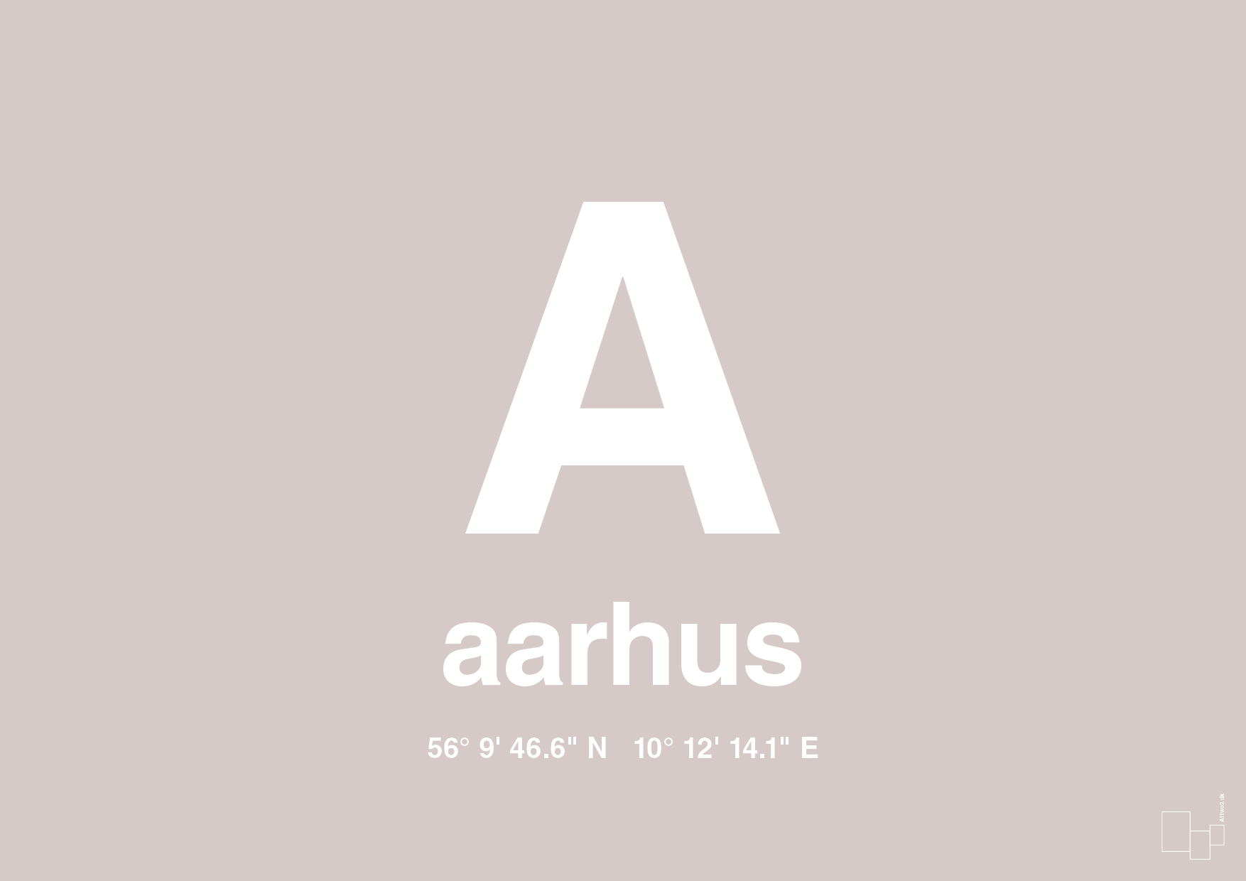 plakat: byplakat aarhus med koordinater - broken beige-Byer-A1two3