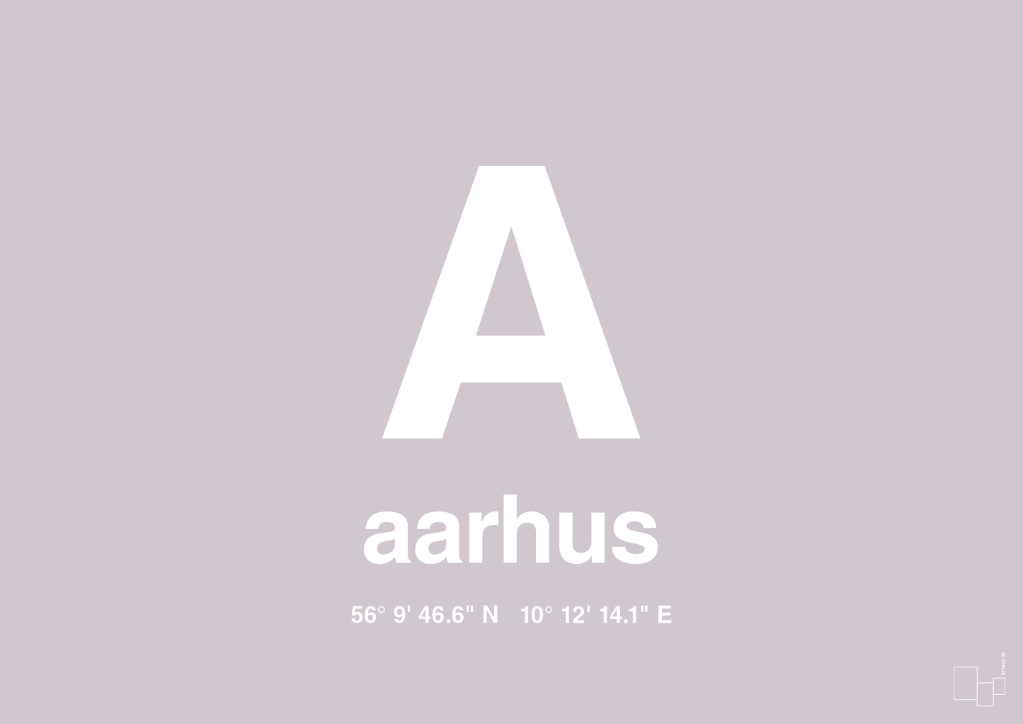 plakat: byplakat aarhus med koordinater - dusty lilac-Byer-A1two3
