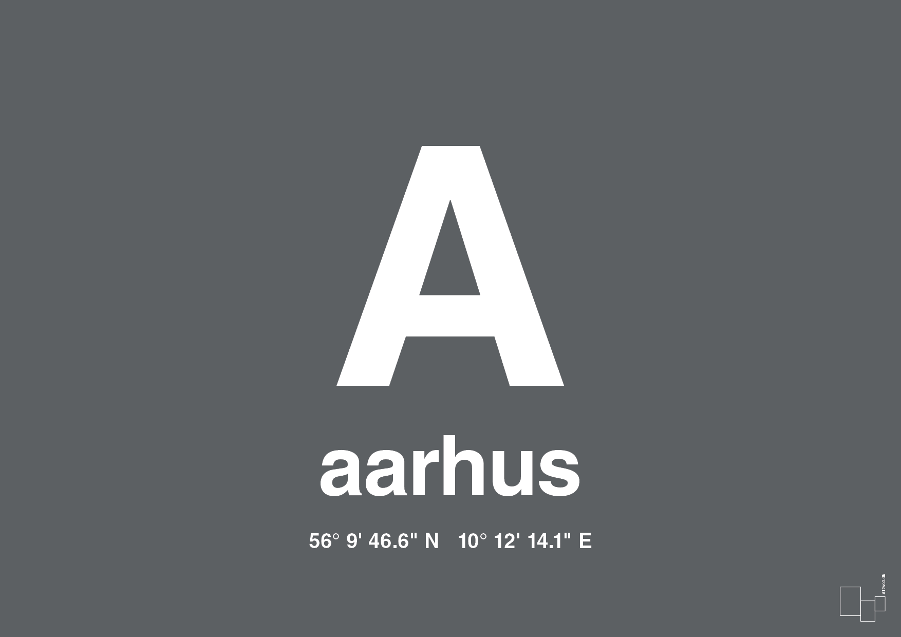 plakat: byplakat aarhus med koordinater - graphic charcoal-Byer-A1two3