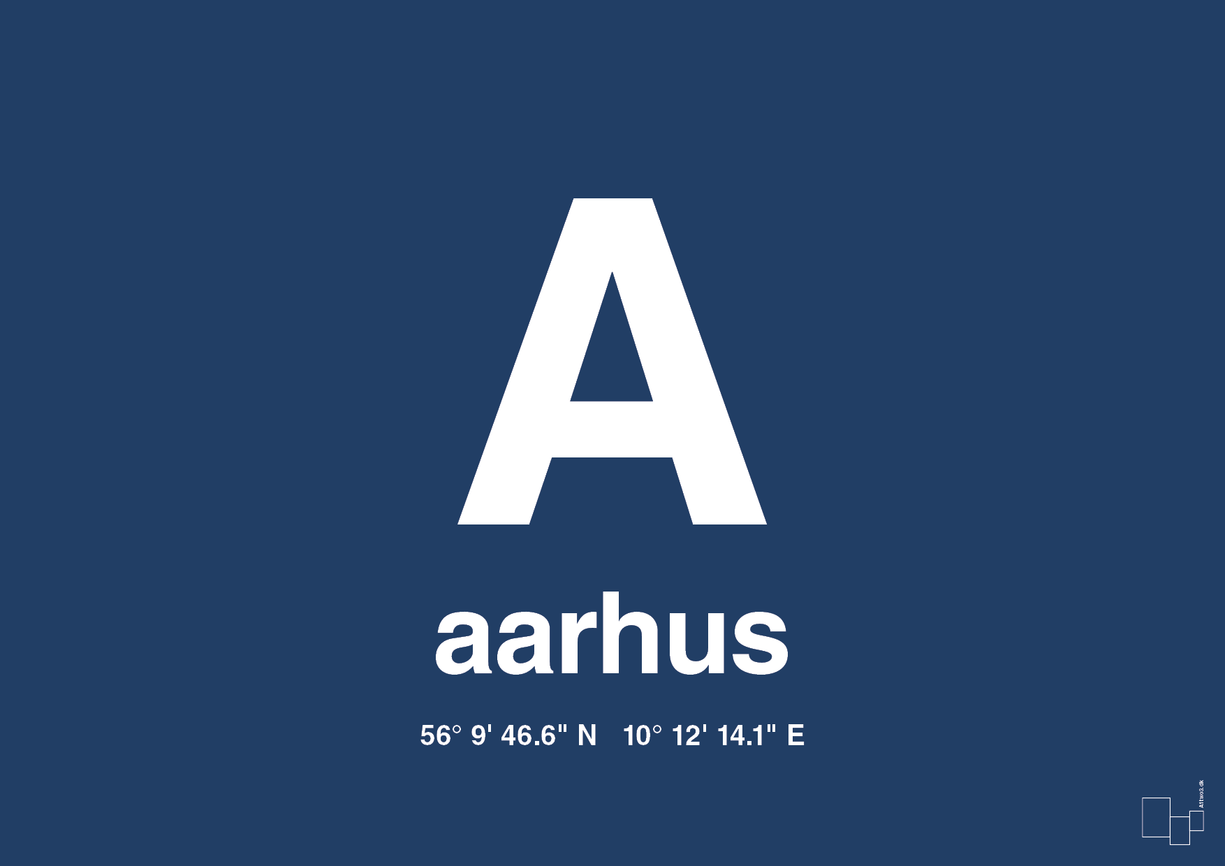 plakat: byplakat aarhus med koordinater - lapis blue-Byer-A1two3