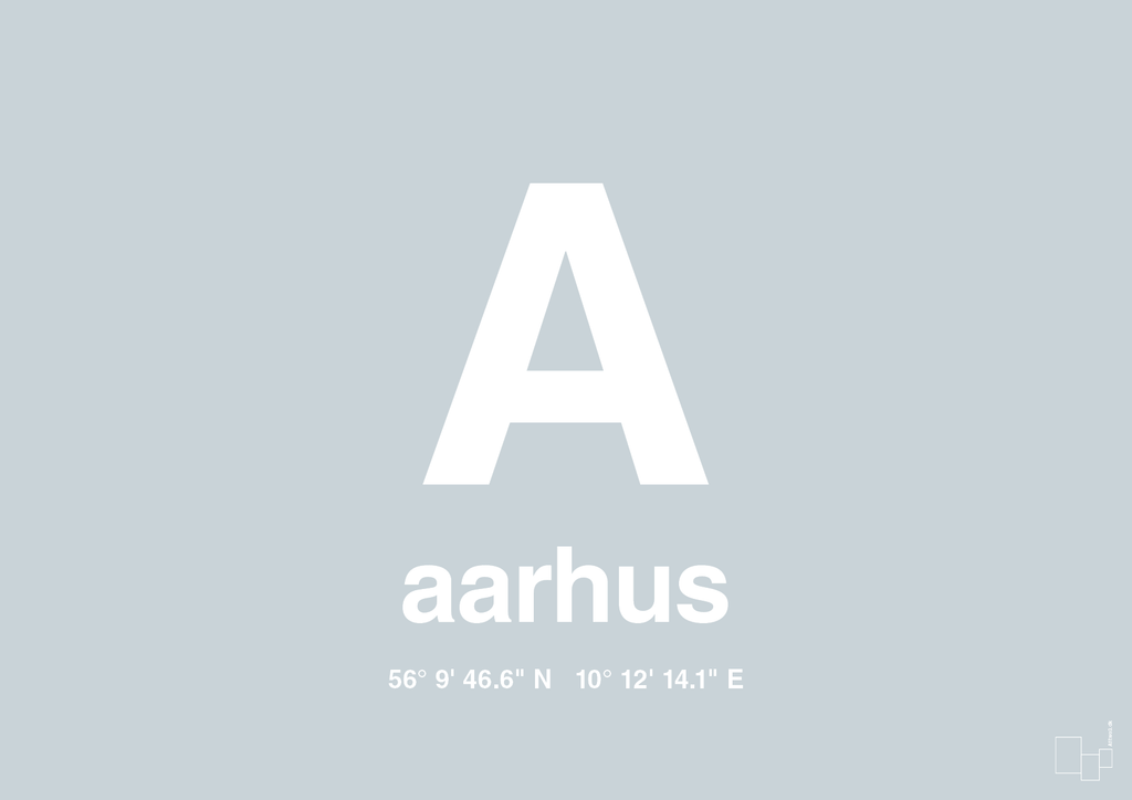 plakat: byplakat aarhus med koordinater - light drizzle-Byer-A1two3