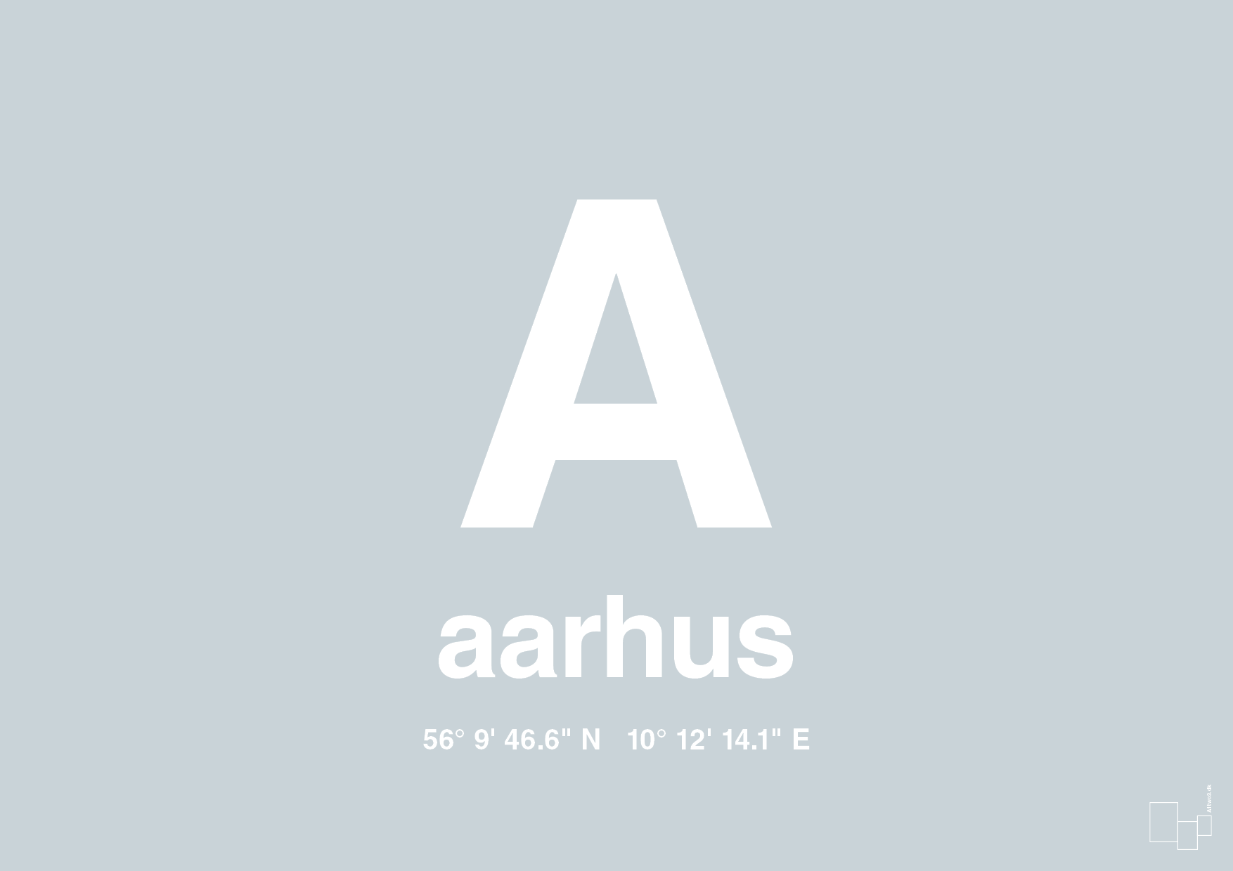 plakat: byplakat aarhus med koordinater - light drizzle-Byer-A1two3