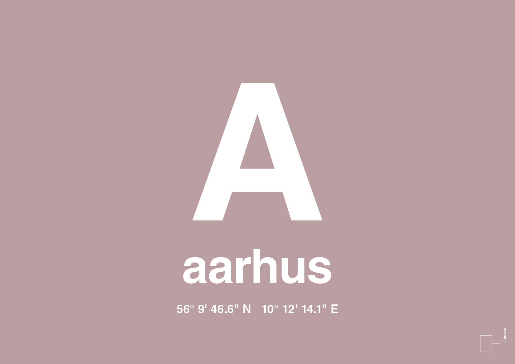 plakat: byplakat aarhus med koordinater - light rose-Byer-A1two3
