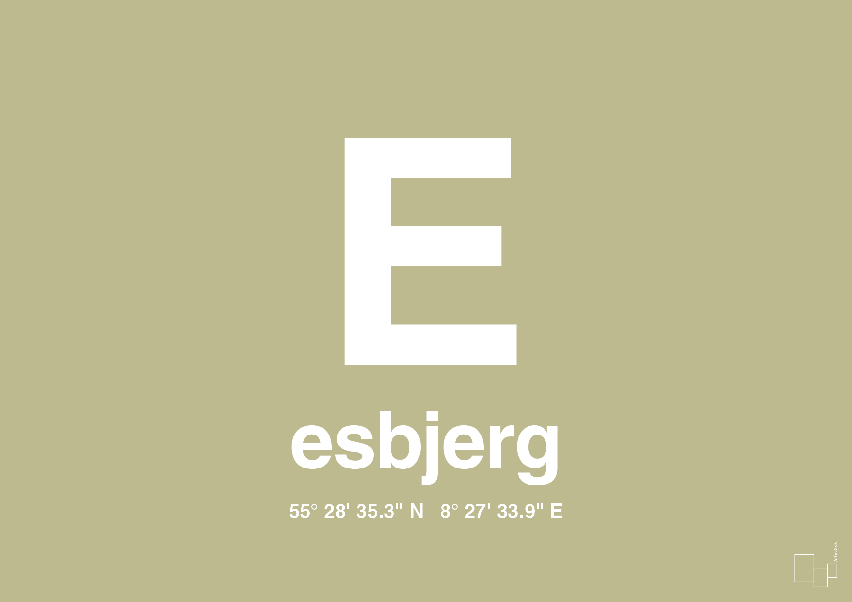 plakat: byplakat esbjerg med koordinater - back to nature-Byer-A1two3