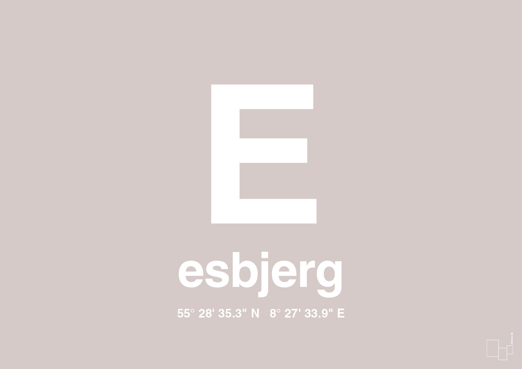 plakat: byplakat esbjerg med koordinater - broken beige-Byer-A1two3