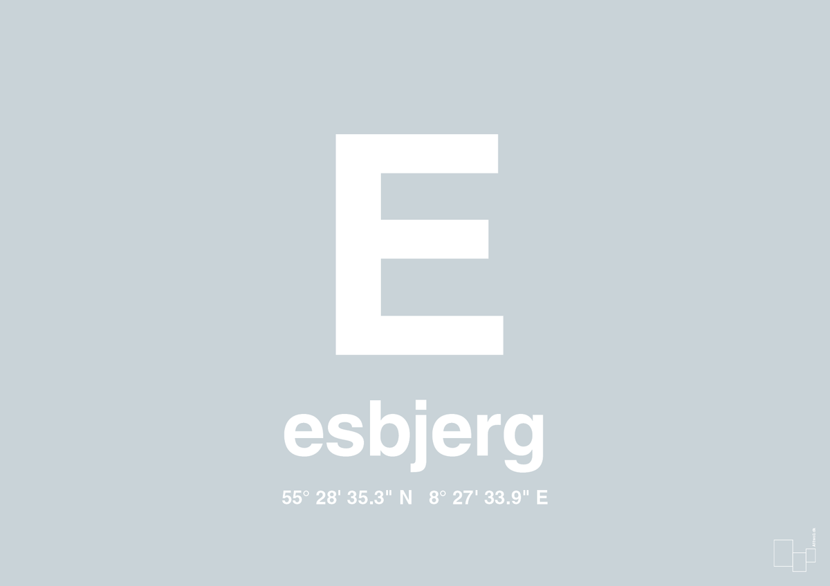 plakat: byplakat esbjerg med koordinater - light drizzle-Byer-A1two3