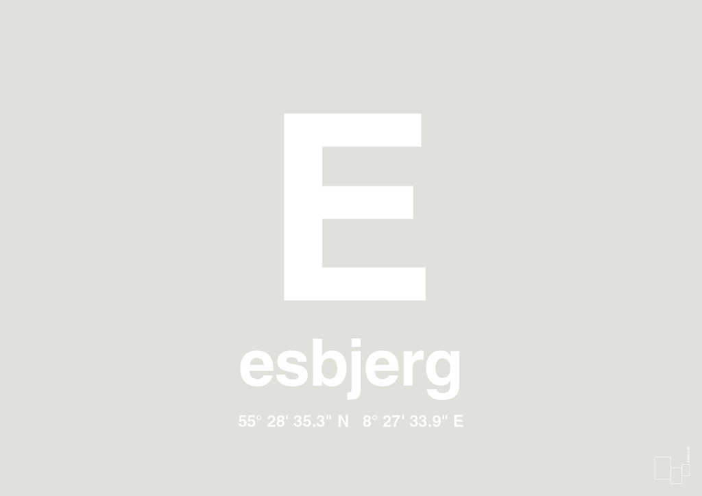 plakat: byplakat esbjerg med koordinater - painters white-Byer-A1two3
