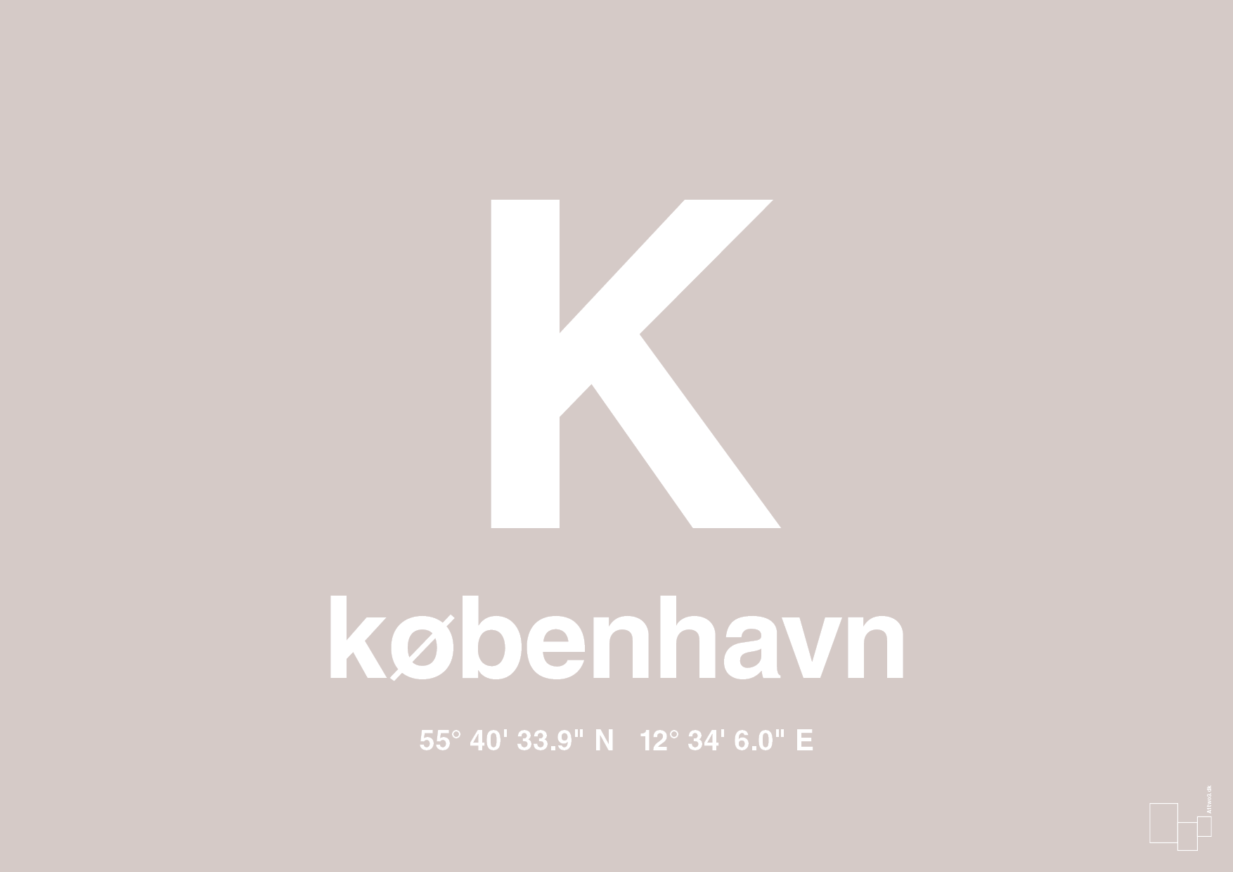 plakat: byplakat københavn med koordinater - broken beige-Byer-A1two3