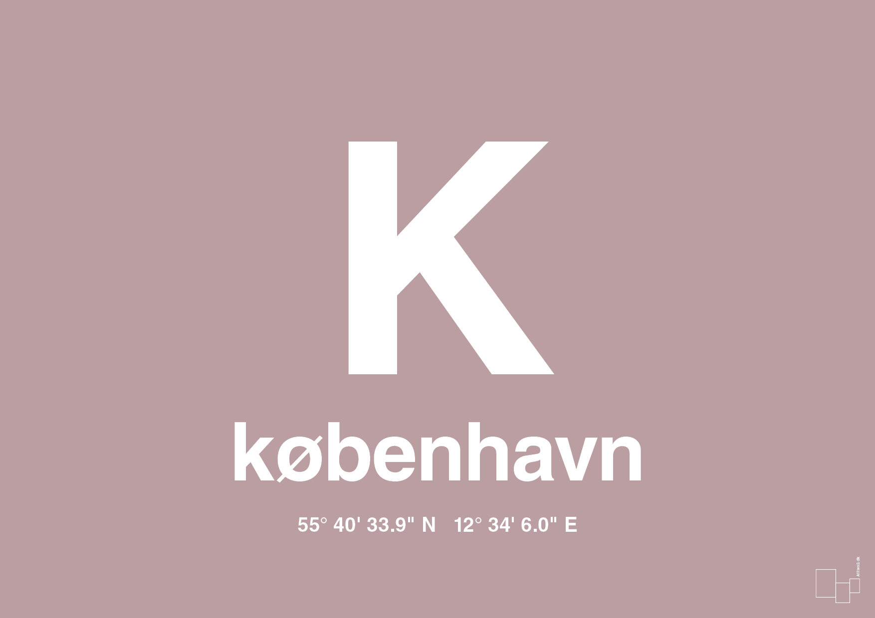 plakat: byplakat københavn med koordinater - light rose-Byer-A1two3