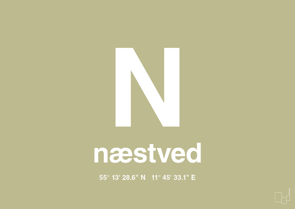 plakat: byplakat næstved med koordinater - back to nature-Byer-A1two3