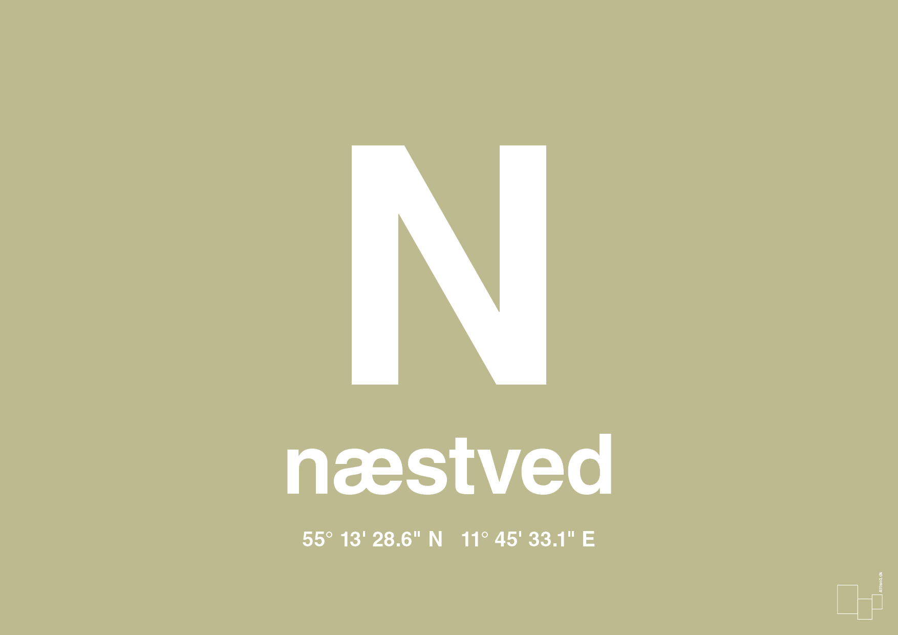 plakat: byplakat næstved med koordinater - back to nature-Byer-A1two3