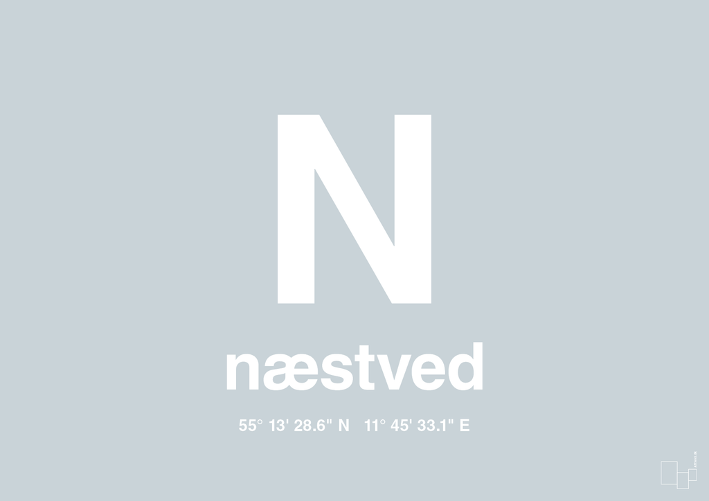 plakat: byplakat næstved med koordinater - light drizzle-Byer-A1two3