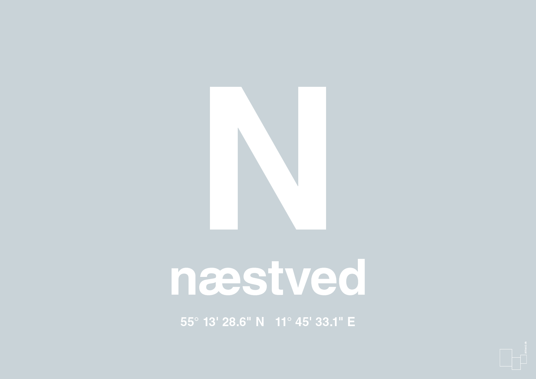 plakat: byplakat næstved med koordinater - light drizzle-Byer-A1two3