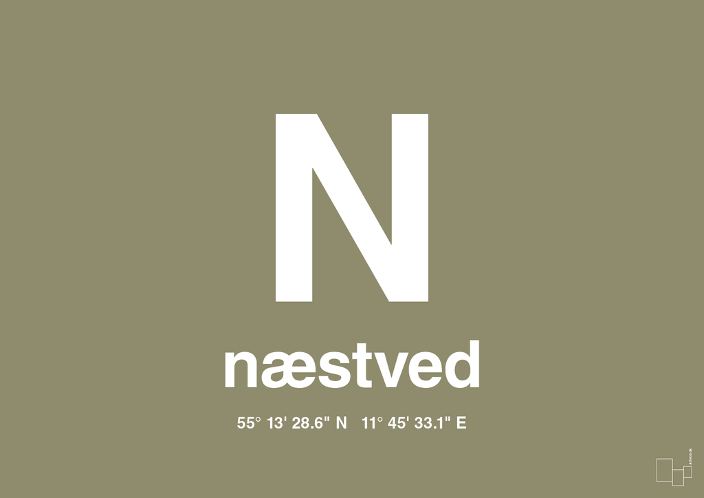 plakat: byplakat næstved med koordinater - misty forrest-Byer-A1two3