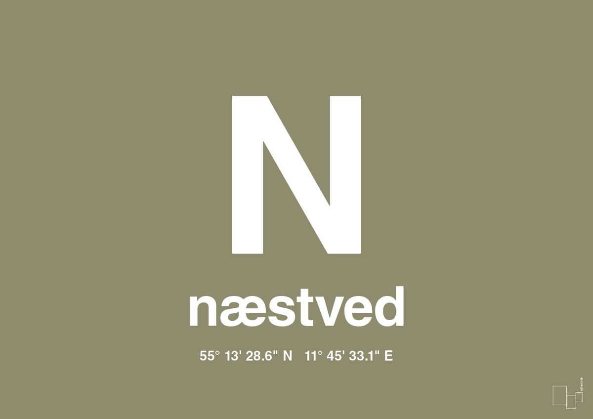 plakat: byplakat næstved med koordinater - misty forrest-Byer-A1two3