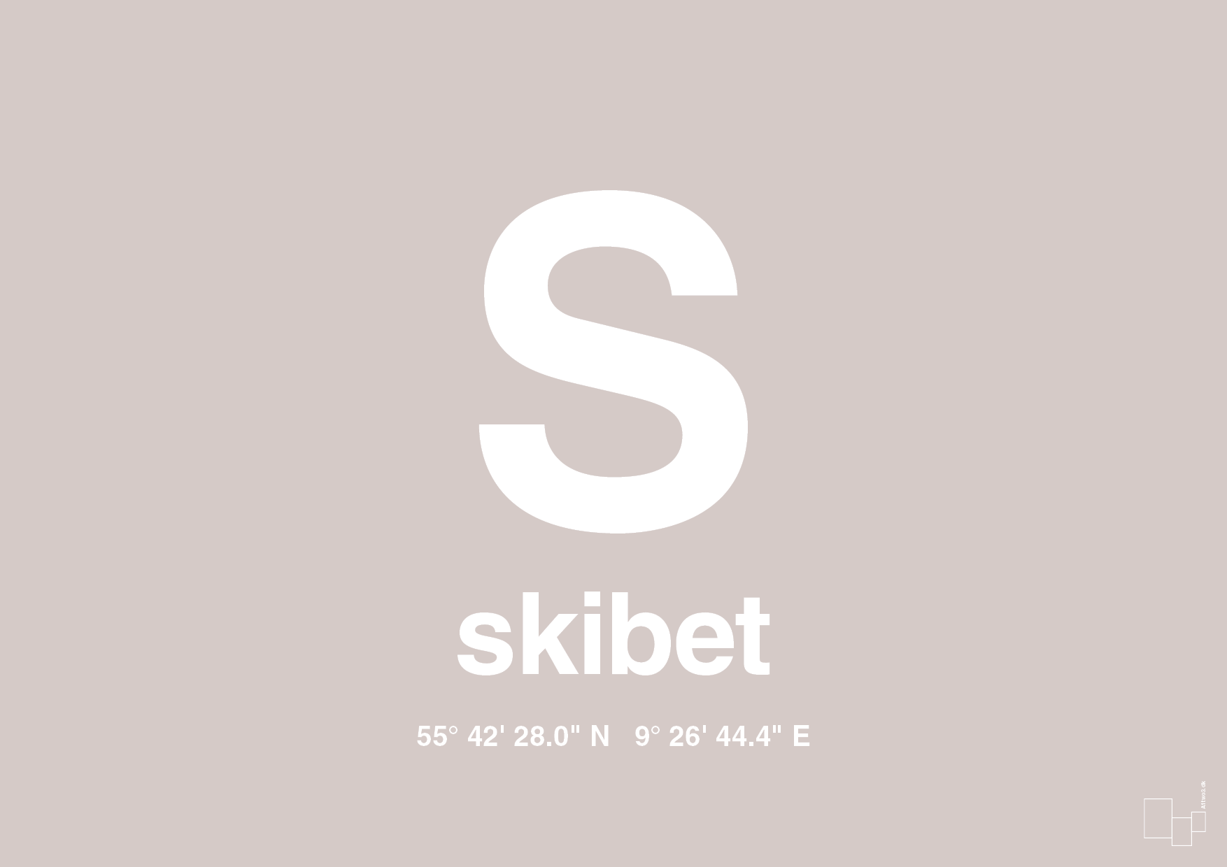plakat: byplakat skibet med koordinater - broken beige-Byer-A1two3
