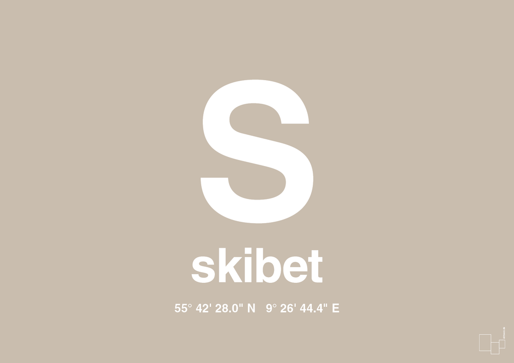 plakat: byplakat skibet med koordinater - creamy mushroom-Byer-A1two3