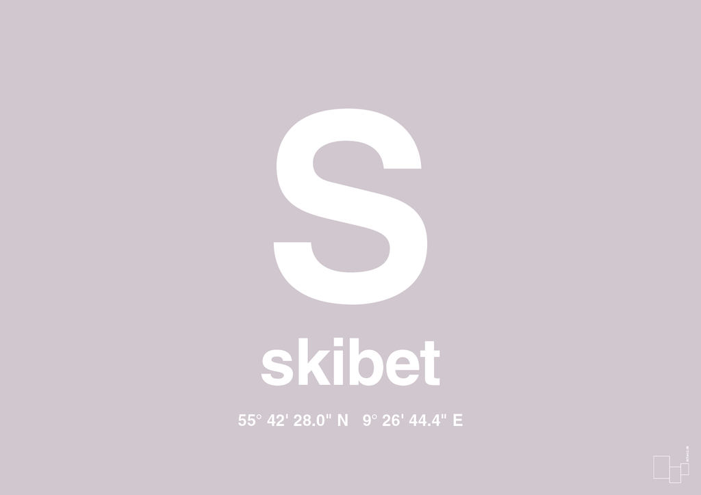 plakat: byplakat skibet med koordinater - dusty lilac-Byer-A1two3