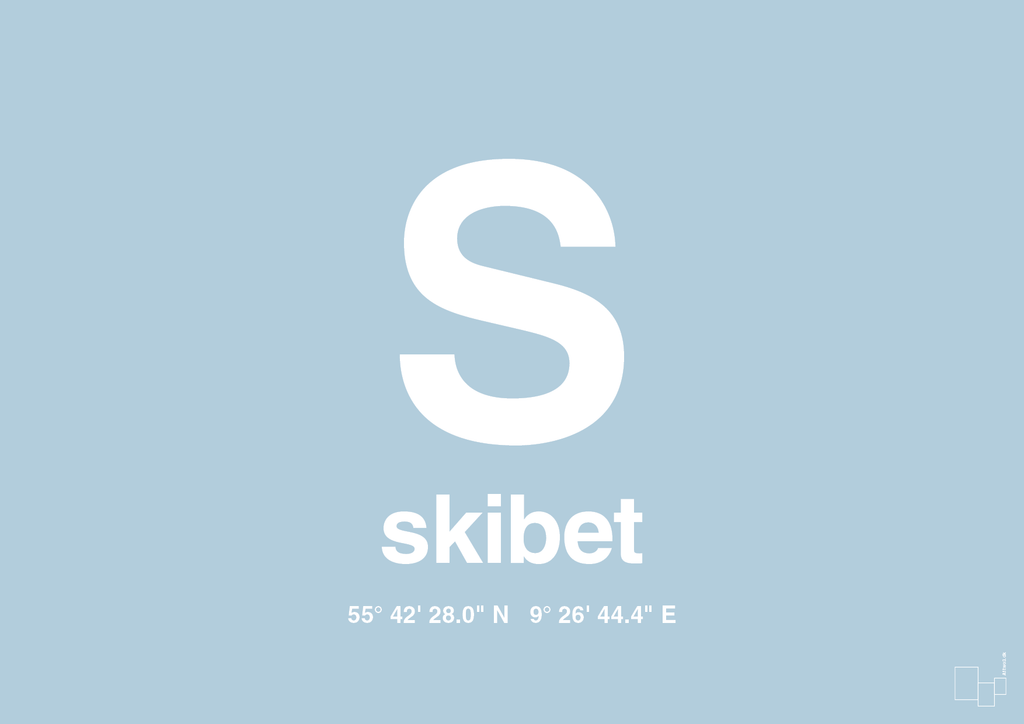 plakat: byplakat skibet med koordinater - heavenly blue-Byer-A1two3