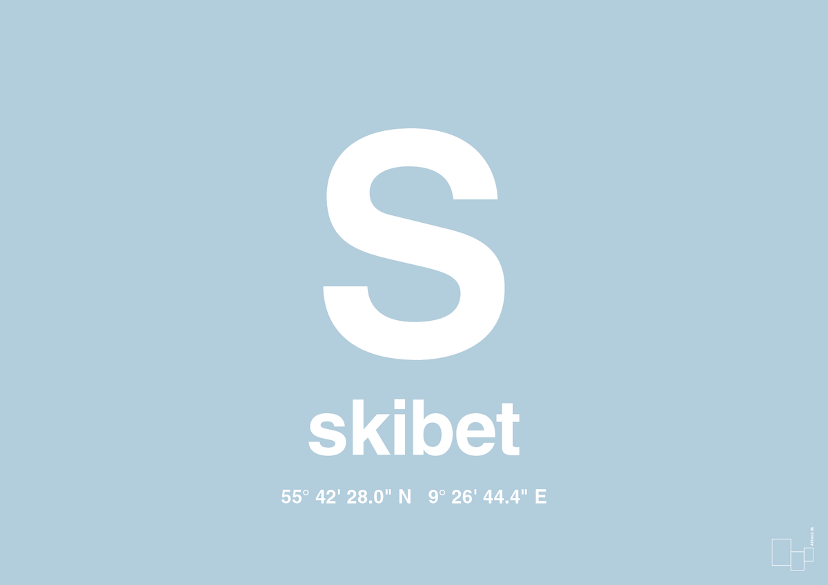 plakat: byplakat skibet med koordinater - heavenly blue-Byer-A1two3