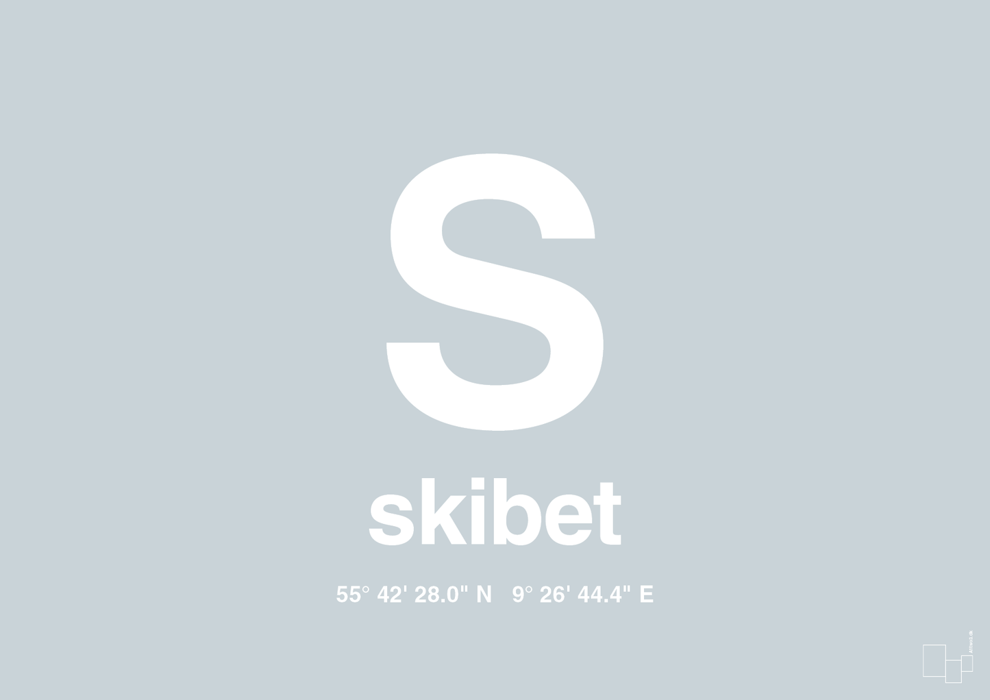 plakat: byplakat skibet med koordinater - light drizzle-Byer-A1two3