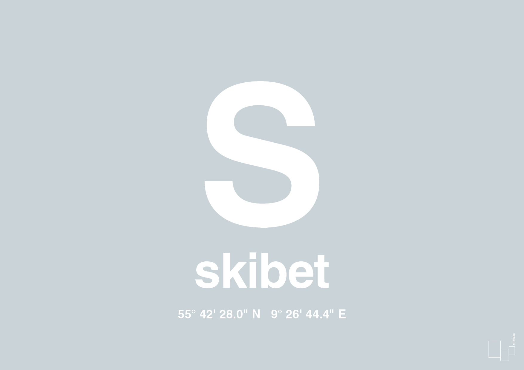 plakat: byplakat skibet med koordinater - light drizzle-Byer-A1two3