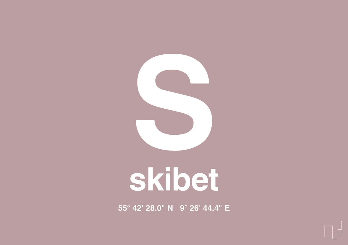 plakat: byplakat skibet med koordinater - light rose-Byer-A1two3