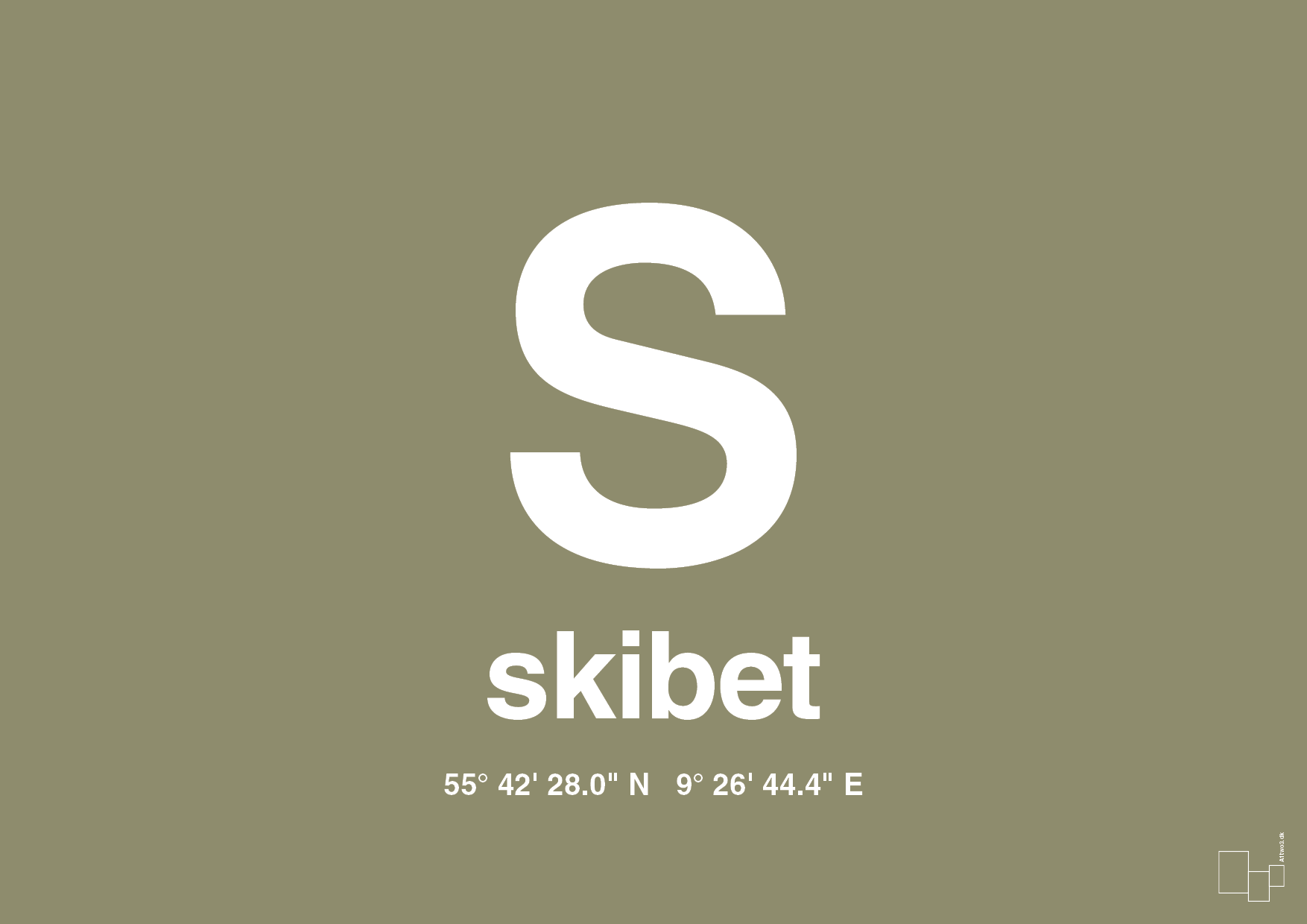 plakat: byplakat skibet med koordinater - misty forrest-Byer-A1two3