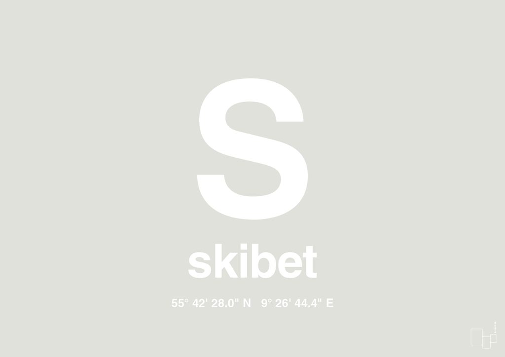 plakat: byplakat skibet med koordinater - painters white-Byer-A1two3
