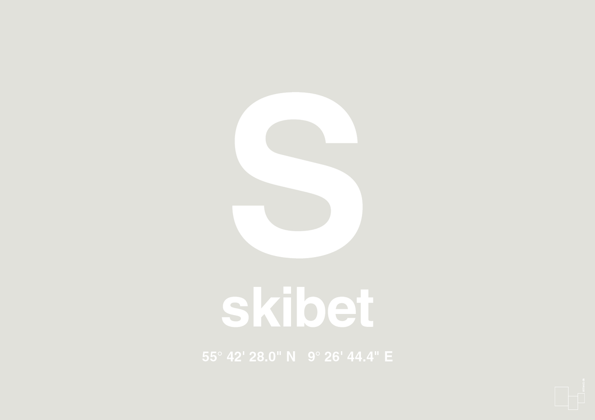 plakat: byplakat skibet med koordinater - painters white-Byer-A1two3