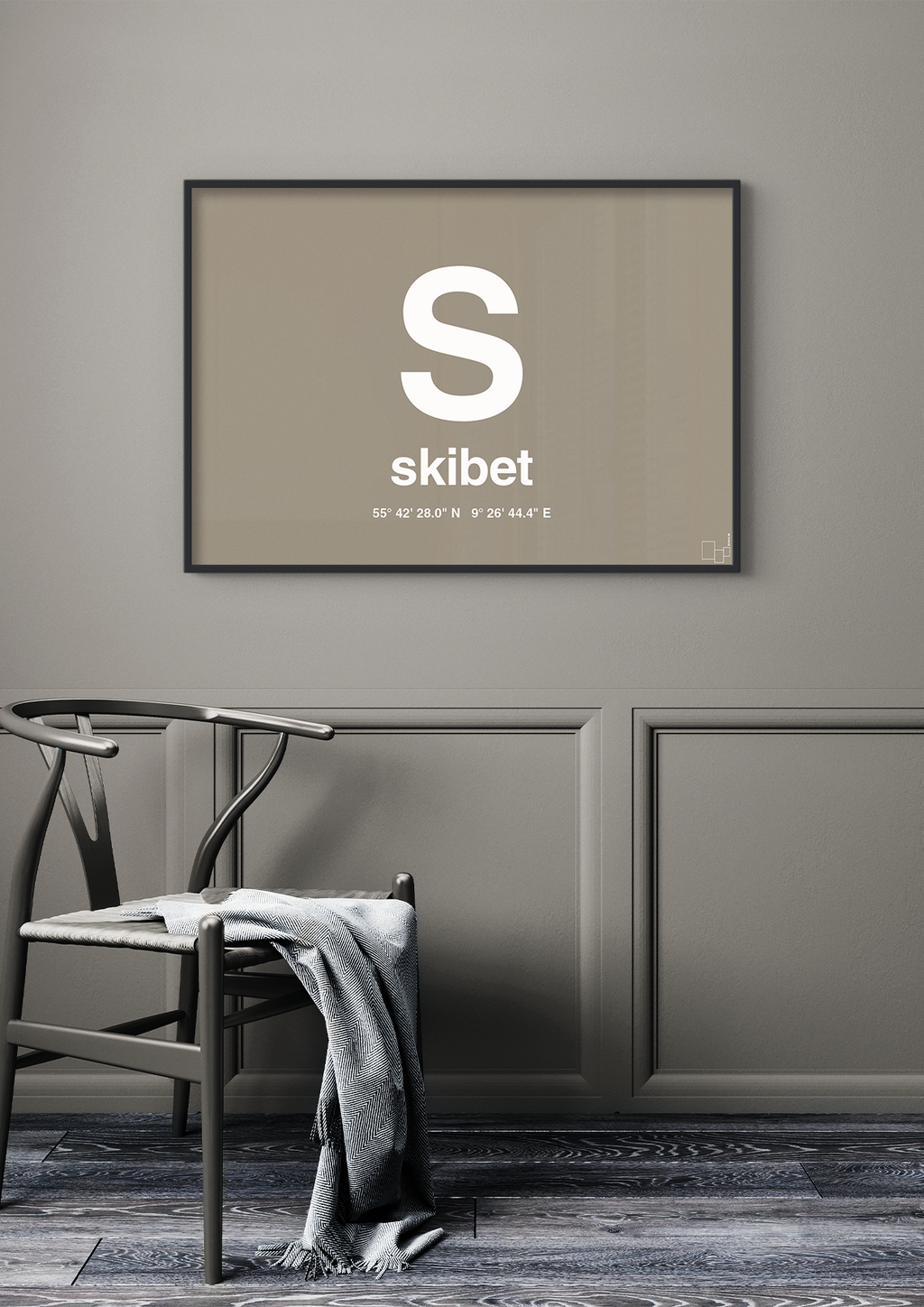 plakat: byplakat skibet med koordinater - painters white-Byer-A1two3
