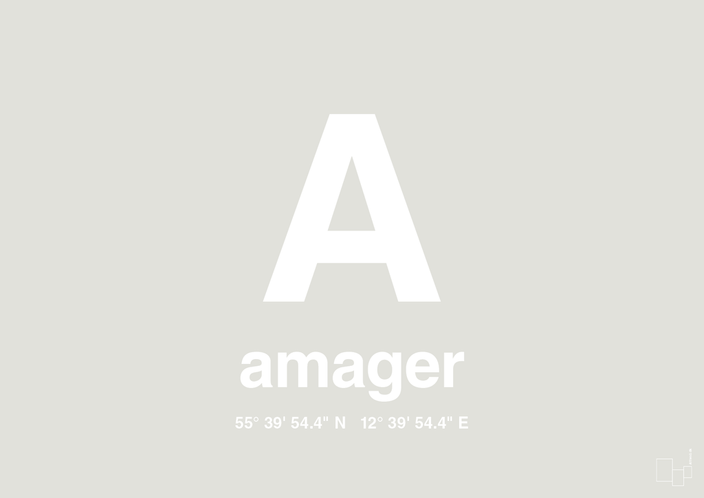 plakat: byplakat amager med koordinater - painters white-Byer-A1two3
