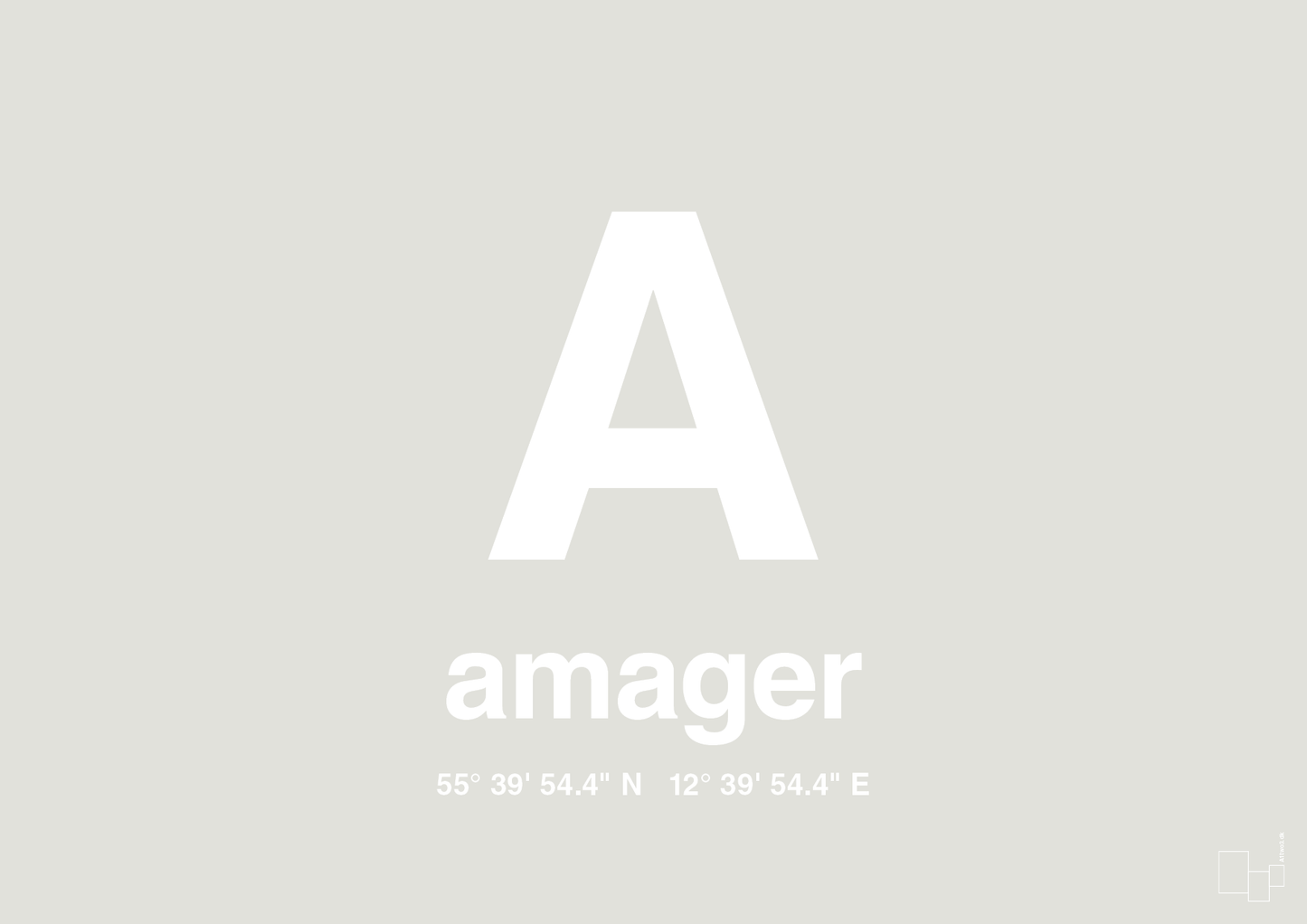 plakat: byplakat amager med koordinater - painters white-Byer-A1two3