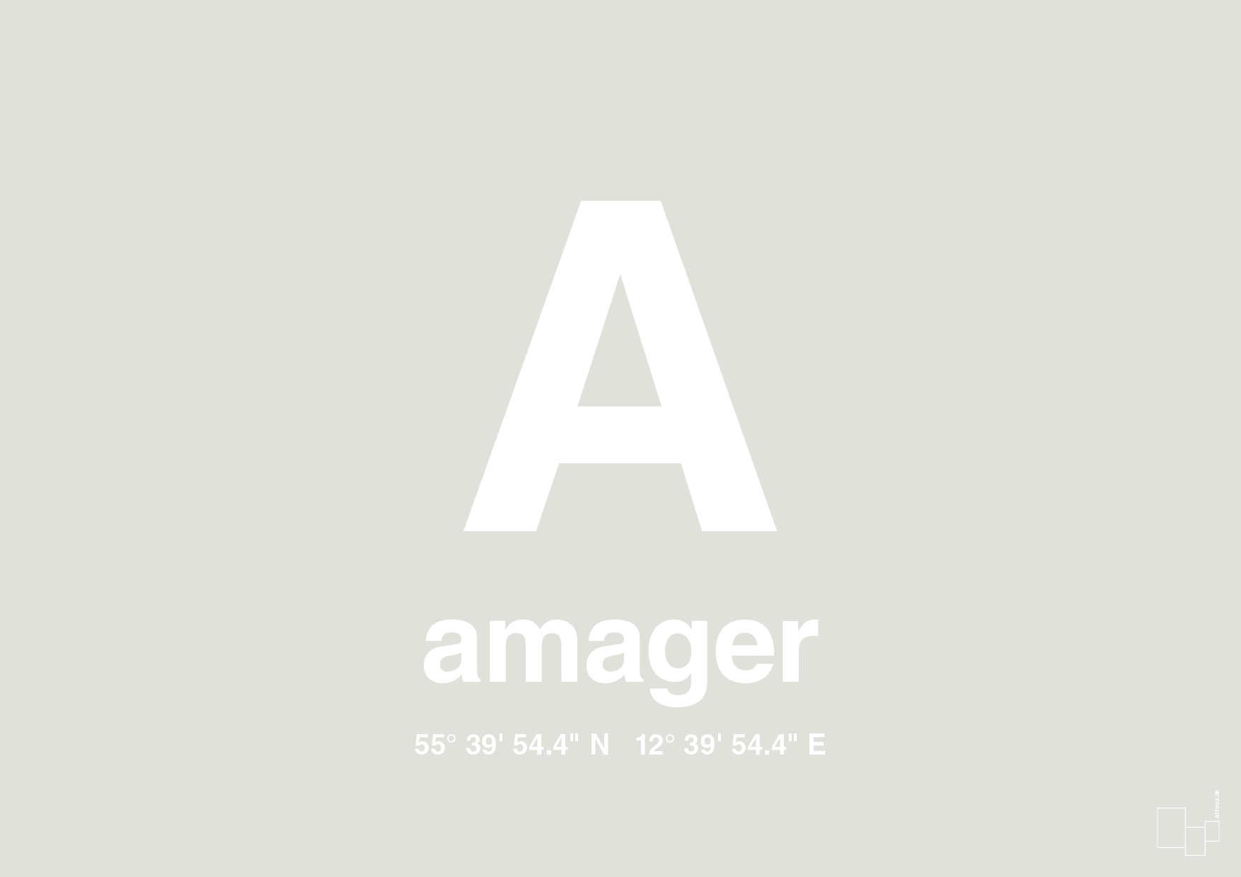 plakat: byplakat amager med koordinater - painters white-Byer-A1two3